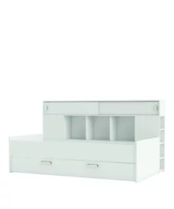 Letto singolo con contenitore e libreria, 204x109x122,5 cm